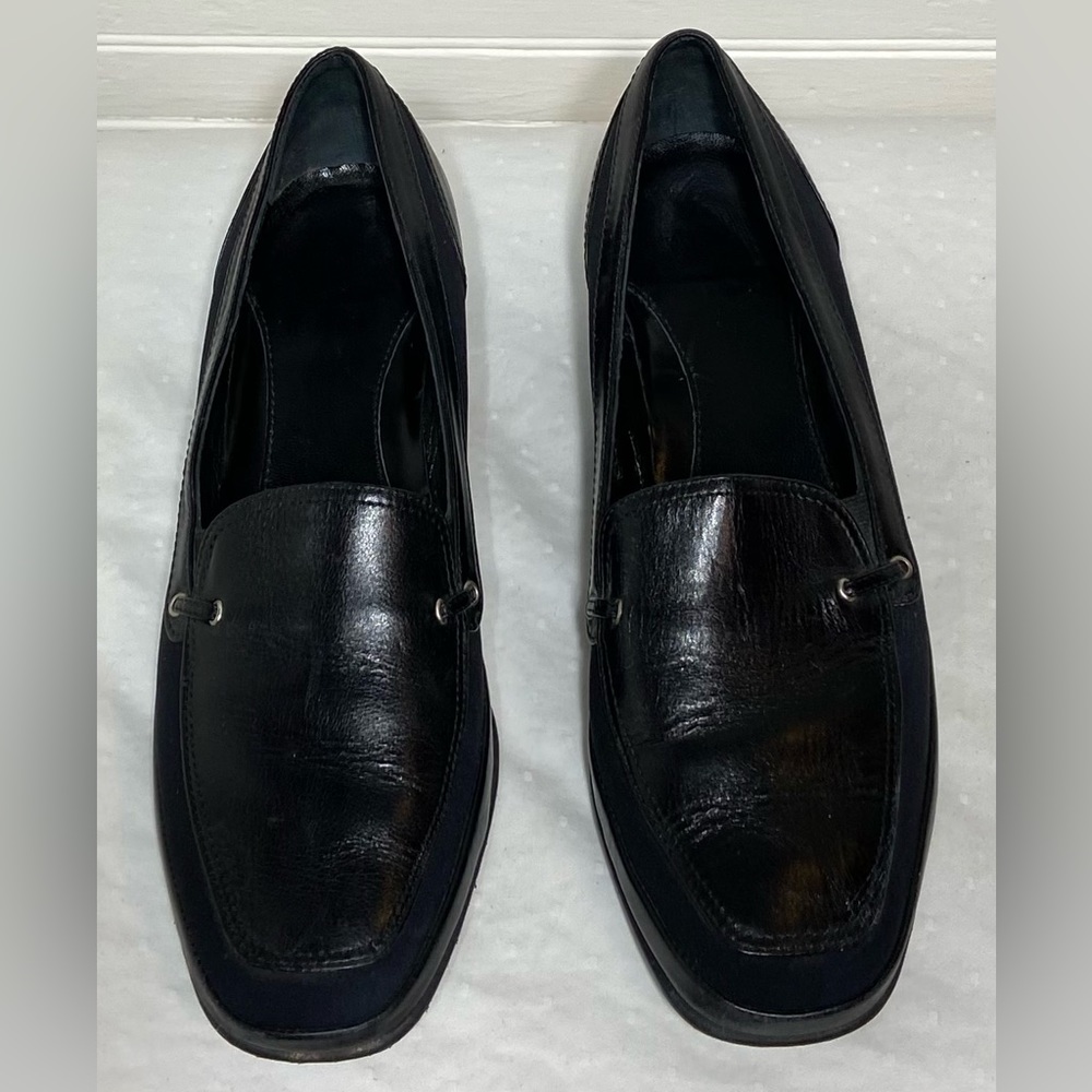 Amalfi black leather and fabric flats size 7.5 M